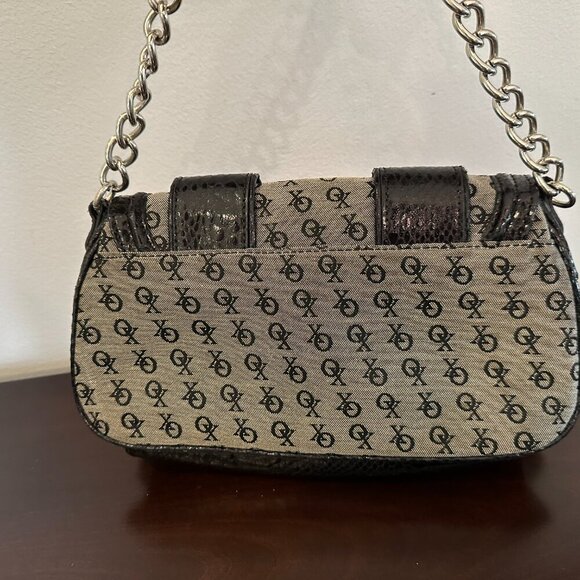 Vintage Small Black & Gray White XOXO Handbag Purse Inside Pockets Y2K - Picture 8 of 12